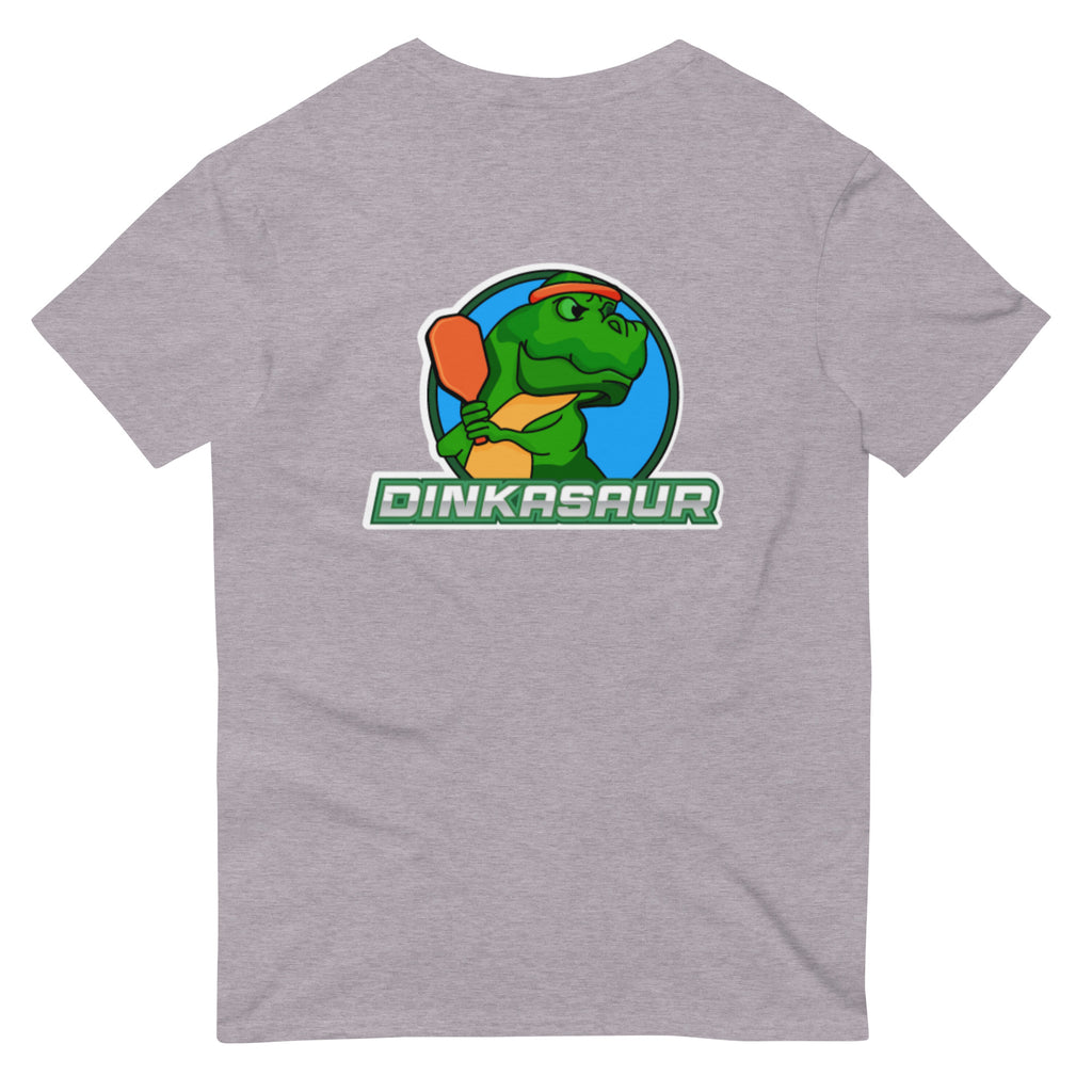Back of the Men's Dinkasaur Pickleball T Shirt in Grey