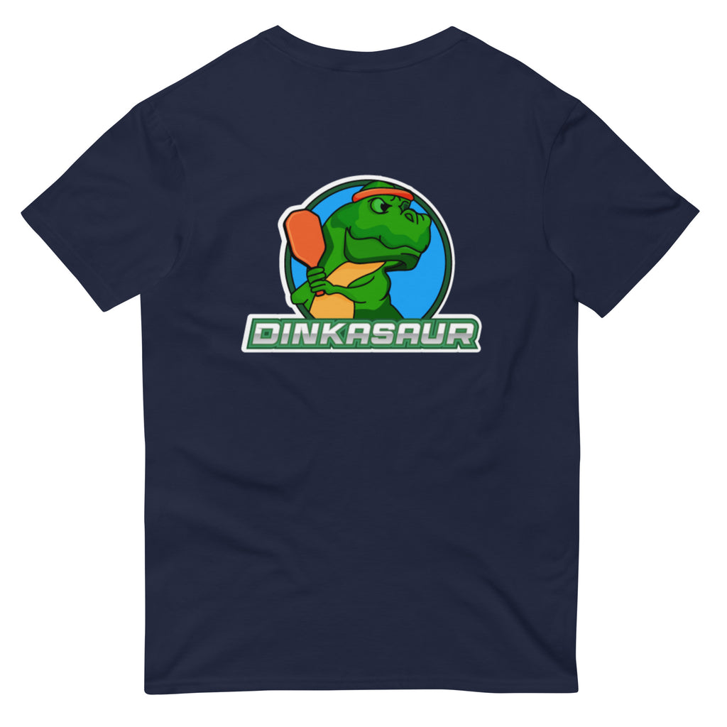 The back of the Men's Dinkasaur Pickleball T Shirt in Blue