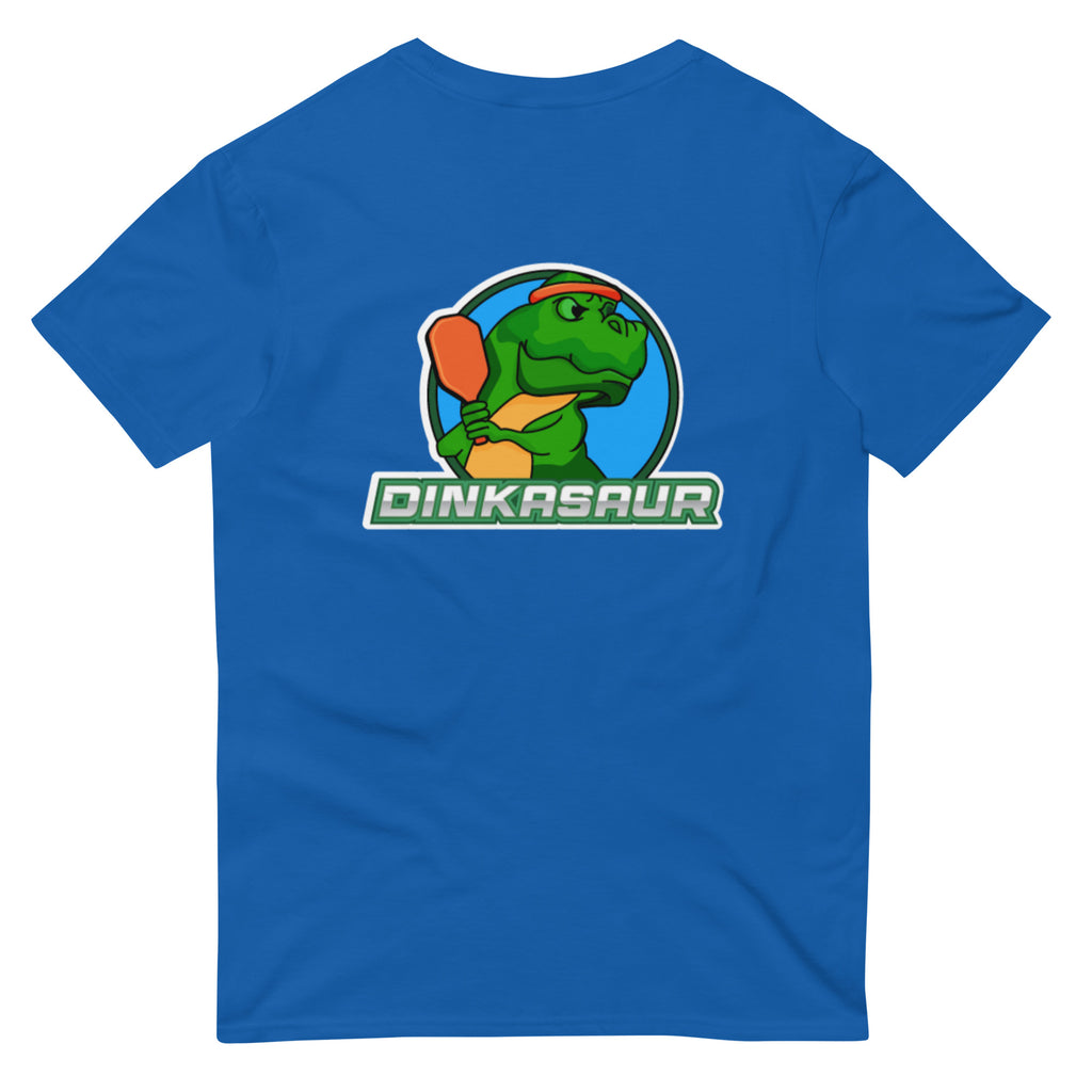 Back of the Men's Dinkasaur Pickleball T Shirt in Royal Blue