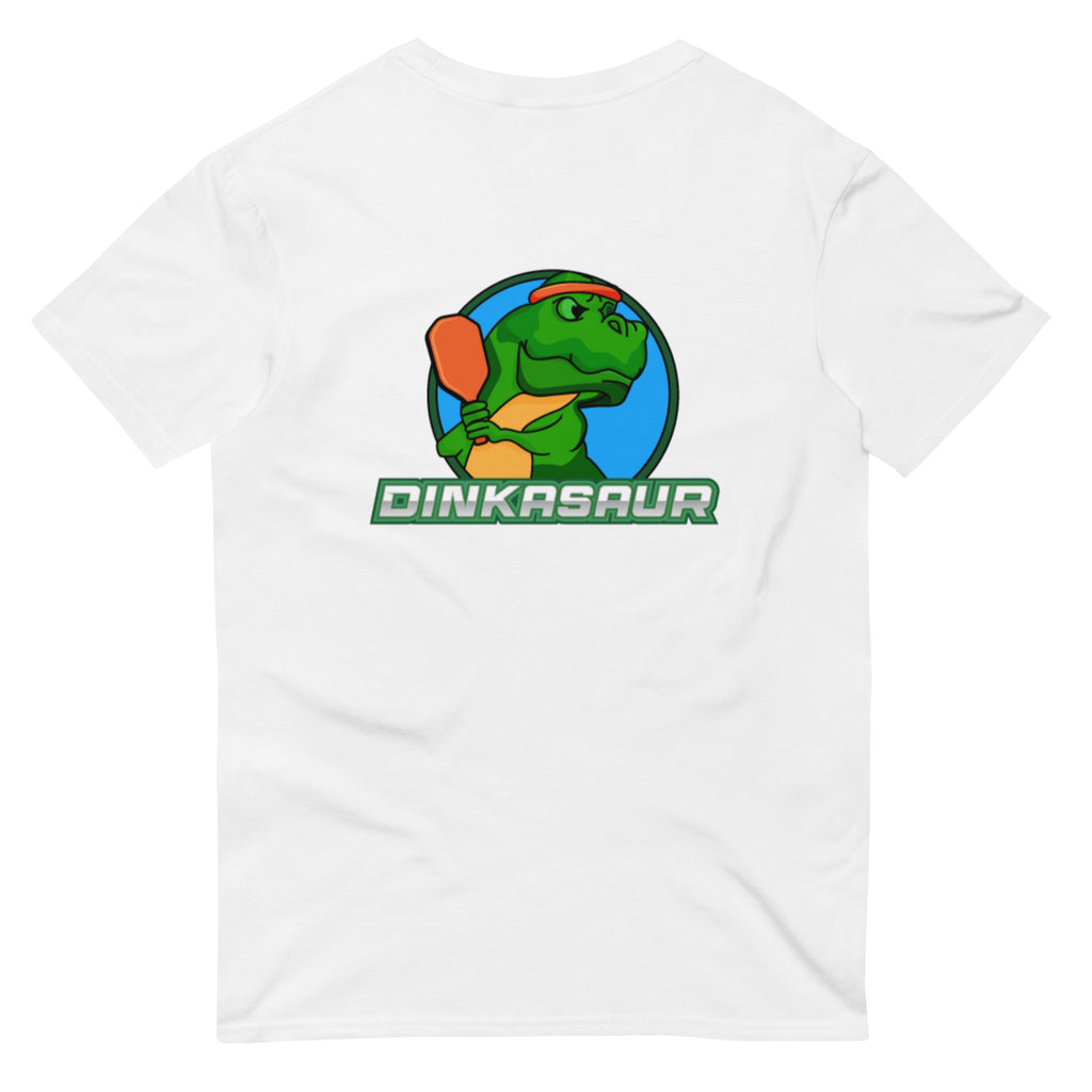 The back of the Men's Dinkasaur Pickleball T Shirt in White